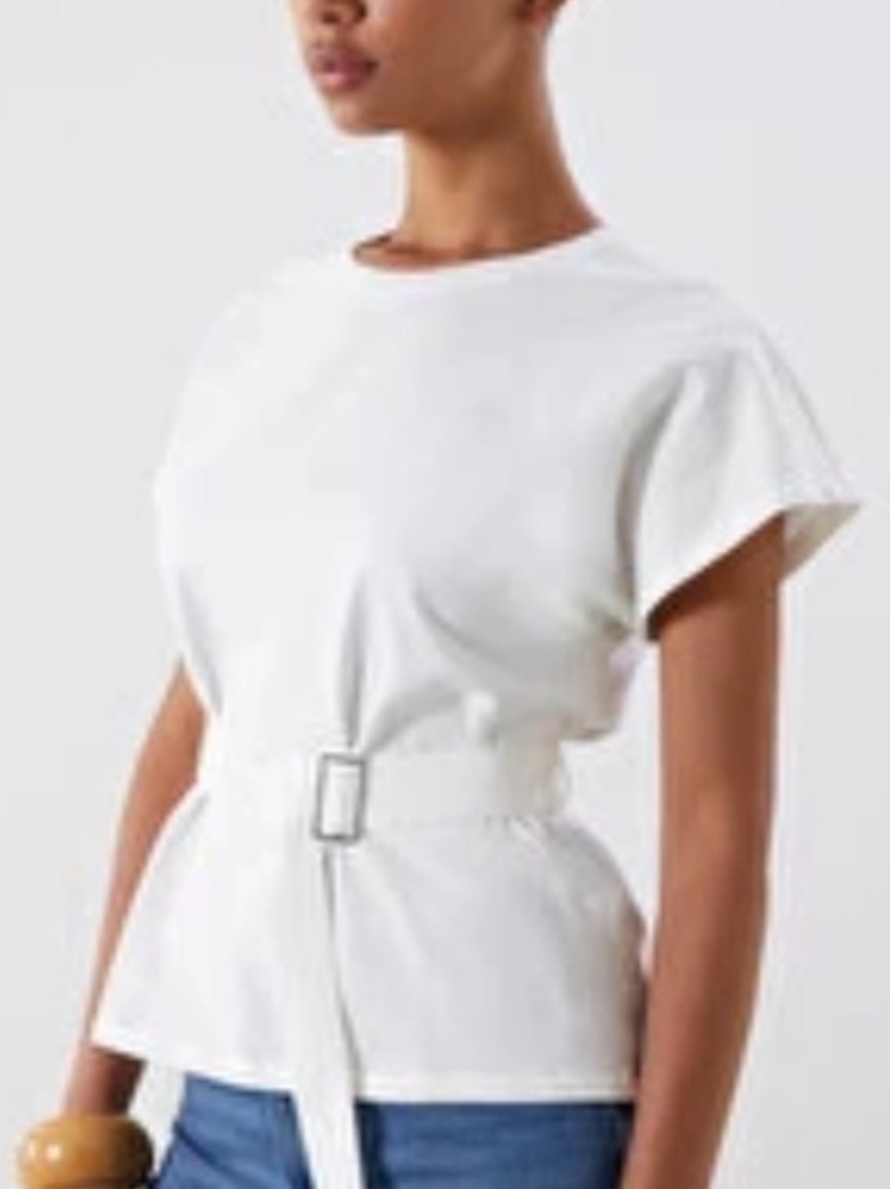 New Zara  Cream Belted Peplum Top - Picture 8 of 11